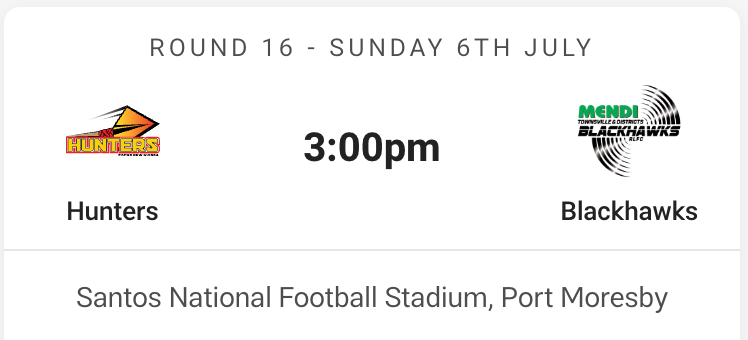 2025 Round 16 - PNG Hunters vs Townsville Blackhawks