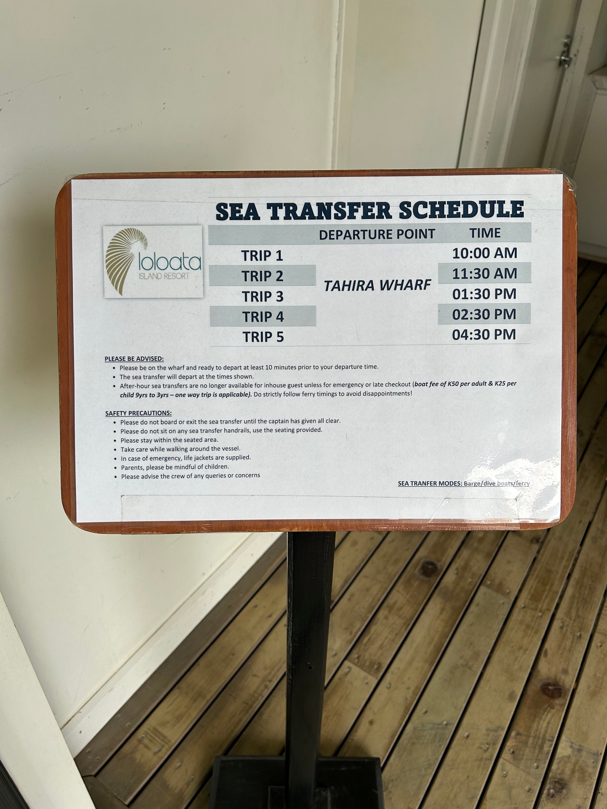 Loloata Resort Ferry Schedule