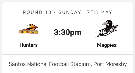 PNG Hunters vs Souths Logan Magpies - Round 10 Sunday 17th of May 2026 in Port Moresby